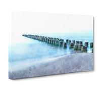 Breakwater Within An Endless Sea Canvas Print | Gallery Wrapped 30mm Frame Wall Art | 20x14 inches | Ready to Hang | Coastal Seascape Picture | Living Room Bedroom Lounge Office
