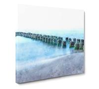 Breakwater Within an Endless Sea Canvas Print | Gallery Wrapped 30mm Frame Wall Art | 20x20 inches | Ready to Hang | Coastal Seascape Picture | Living Room Bedroom Lounge Office