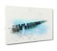 Breakwater Within an Endless Sea Canvas Print | Gallery Wrapped 30mm Frame Wall Art | 30x20 inches | Ready to Hang | Coastal Seascape Picture | Living Room Bedroom Lounge Office