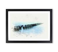 Breakwater Within an Endless Sea in Abstract Framed Print | A2 Black Framed Wall Art | Ready to Hang | Abstract Nautical Picture | Living Room Bedroom Lounge Office