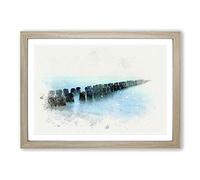 Breakwater Within an Endless Sea in Abstract Framed Print | A2 Oak Framed Wall Art | Ready to Hang | Abstract Nautical Picture | Living Room Bedroom Lounge Office