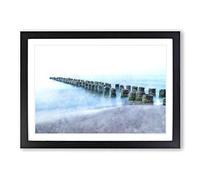 Breakwater Within an Endless Sea Painting Framed Print | A2 Black Framed Wall Art | Ready to Hang | Modern Nautical Picture | Living Room Bedroom Lounge Office
