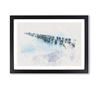 Breakwater Within an Endless Sea Watercolour Framed Print | A2 Black Framed Wall Art | Ready to Hang | Modern Nautical Picture | Living Room Bedroom Lounge Office