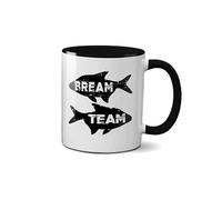 Bream Team Mug - Funny Fishing Logo Wordplay Novelty Present Gift Idea Tea Coffee Heavy Duty Handle Dino Coated Dishwasher/Microwave Safe Sublimation Ceramic (Black Handle Prime)