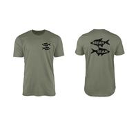 Bream Team T-Shirt - Funny Fishing Logo Wordplay Novelty Gift Idea Tee Top Twin Needle Collar 100% Combed Ringspun Cotton High Stitch Density Extreme Comfort (Military Green, 3XL)