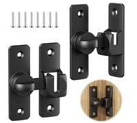BREANIFULL 2 Packs Flip Sliding Barn Door Lock Degree Door Lock Small Gate Latches for 90 Degree and 180 Degree for Barn Garden Bathroom Outdoor Garage Window Sliding Door (Silver) (Black)