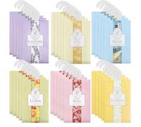 BREANIFULL 30 Pack Scented Sachet Bags Natural Mothproof Agent 6 Different Fragrances Wardrobe Freshener with Hanging Sachets Wardrobe Fresheners Bathroom Cart for Clothes Room Drawers Car