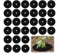 BREANIFULL 30pcs Round Mulch Ring Garden Protection Mat Slug Deterrent Cabbage Collars Round Reusable Non-Woven Tree Protector Cover Mat Deters Slug Nematodes Root Flies Snails Weeds(25cm)