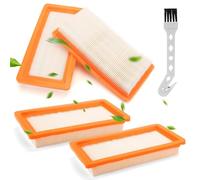 BREANIFULL Set of 4 Filter Replacement for Kärcher Multi-Purpose Vacuum Cleaners, Vacuum Cleaner Filter Set Flat Pleated Filter for Kärcher WD6/WD5/WD4/MV4/MV5/MV6 Multi-Purpose Vacuum Cleaner with 1