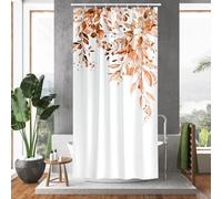 BREASOME Orange Leaf Shower Curtain 180 x 90 cm for Bathroom Decor Mould Proof Waterproof Polyester Fabric Bath Curtain with 12 Hooks