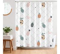 BREASOME Pineapple Shower Curtain 180 x 180 cm for Bathroom Decor Mould Proof Waterproof Polyester Fabric Bath Curtain with 12 Hooks