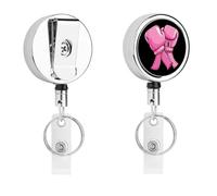 Breast C-ancer Awareness to Fight Cute Metal Badge Holder Retractable Clip ID Card Name Tag Badge Reels for Work