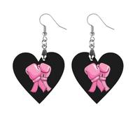 Breast C-ancer Awareness To Fight Printed Wooden Earrings for Women Trendy Lightweight Charms Pendant Jewelry Star