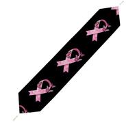 Breast C-ancer Ribbon with Butterfly Trendy Table Runner With Tassels Soft Plush Table Cloth Living Room Decor 178*33cm