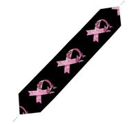 Breast C-ancer Ribbon with Butterfly Trendy Table Runner With Tassels Soft Plush Table Cloth Living Room Decor 200*33cm