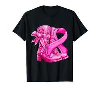 breast cancer 2025 awareness pink boot and ribbon graphic T-Shirt