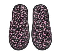 Breast Cancer Awareness (2) Print Fuzzy Slippers Unisex Fluffy Slippers Comfy House Shoes For Winter Hotel Bathroom M