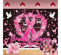 Breast Cancer Awareness Backdrop 7x5FT October Pink Ribbon Butterfly Love Breast Photography Background for Women Faith Hope Awareness Month Decorations Supplies