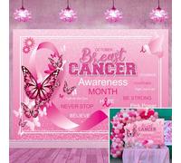 Breast Cancer Awareness Backdrop 7X5FT Pink Ribbon Love Hope Support Courage Backdrop October Breast Cancer Prevention Banner Breast Cancer Charity Activities Background (6X4FT)