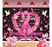 Breast Cancer Awareness Backdrop 8x6FT October Pink Ribbon Butterfly Love Breast Photography Background for Women Faith Hope Awareness Month Decorations Supplies