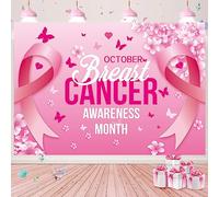 Breast Cancer Awareness backdrop Pink Ribbon Banner Breast Cancer Prevention and Control Publicity Month Background for Breast Cancer Survivor Charity Activities Decorations (8X6FT(240x180cm))