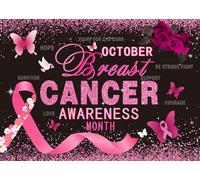 Breast Cancer Awareness Backdrop Pink Ribbon Love Hope Support Courage Background October Breast Cancer Prevention Banner Breast Cancer Charity Fundraising Activities Photo Props (10x8FT: 120x96 inch)