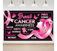 Breast Cancer Awareness Banner 180×110cm - Pink Ribbon Support Backdrop for October Events, Fundraisers, Walks, Office & School Decorations, Hope Courage Strength Party Sign