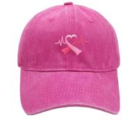 Breast Cancer Awareness Baseball Hat Adjustable Cotton Embroidered Cap with Pink Ribbon Symbol Adjustable Baseball Hat for Men or Women Fight Cancer Inspirational Gifts