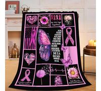 Breast Cancer Awareness Blanket Chemo Pink Ribbon Flannel Plush Throw Blanket Cozy Inspirational Warrior Decor Fleece Stuff Blanket Gifts for Lover Girls Boys Kids Adults Women Bed Travel 40"x50"