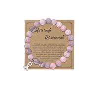 Breast Cancer Awareness Bracelet Gifts for Women Inspirational Encouragement Gifts for Women Patients Natural Stone Bracelets for Woman Ribbon Beaded Bracelet for Family Friends Breast Cancer Gift
