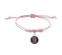 Breast Cancer Awareness Bracelets for Women Handmade Adjustable Cord Bracelet Pink Ribbon Charity Awareness Bracelet Courage Support Breast Cancer Rose Bracelets (5x5x1cm)