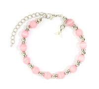 Breast Cancer Awareness Bracelets Inspirational Encouragement Gifts Natural Stone Bead Ribbon Charm Bracelet for Women-F