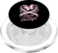 Breast Cancer Awareness Brave Looks Beautiful Ribbon PopSockets PopGrip for MagSafe