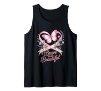 Breast Cancer Awareness Brave Looks Beautiful Ribbon Tank Top