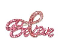 Breast Cancer Awareness Brooch Pin -Pink Glitter Rhinestone Hope Prayer Faith Believe Fight Enamel Lapel Pins Jewelry Breast Cancer Survivor Accessories Gifts for Woman, L, Metal, no gemstone