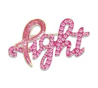 Breast Cancer Awareness Brooch Pin -Pink Glitter Rhinestone Hope Prayer Faith Believe Fight Enamel Lapel Pins Jewelry Breast Cancer Survivor Accessories Gifts for Woman, L, Metal, no gemstone