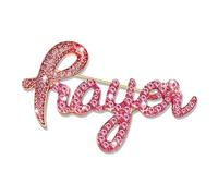 Breast Cancer Awareness Brooch Pin -Pink Glitter Rhinestone Hope Prayer Faith Believe Fight Enamel Lapel Pins Jewelry Breast Cancer Survivor Accessories Gifts for Woman, L, Metal, no gemstone
