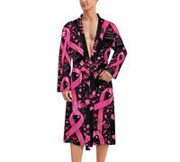 Breast Cancer Awareness Classic Bathrobe Loungewear Dressing Gown Womens Men Spa Hotel Sleep L