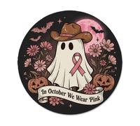 Breast Cancer Awareness Cowboy Ghost October Small Mouse Pad | Breast Cancer Awareness, Cowboy Ghost, Floral Pumpkins Decor, Seasonal Desk Accessory
