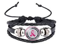 Breast Cancer Awareness Cute Care Around The Breast Accessories Handmade Leather Bracelet Women Watches with Bracelets for Women (A, One Size)