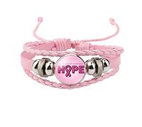 Breast Cancer Awareness Cute Care Around The Breast Accessories Handmade Leather Bracelet Women Watches with Bracelets for Women (C, One Size)