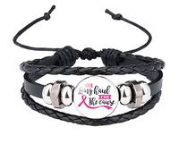 Breast Cancer Awareness Cute Care Around The Breast Accessories Handmade Leather Bracelet Women Watches with Bracelets for Women (E, One Size)