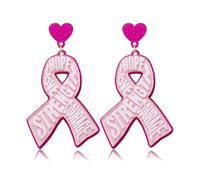 Breast Cancer Awareness Drop Earrings Acrylic Pink Ribbon Hope Boxing Gloves Earrings for Women Inspirational Encouragement Gifts Breast Cancer Survivor Support Jewelry, One Size, Acrylic, No Gemstone