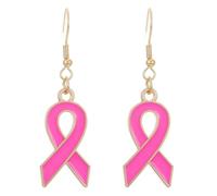 Breast Cancer Awareness Earrings For Women CZ Pink Ribbon Earrings Breast Cancer Survivor Gift Support Christmas Thanksgiving Holiday Jewelry, 3.5cm, Brass, No Gemstone