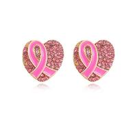 Breast Cancer Awareness Earrings for Women, Pink Ribbon Drop Earrings, Support Jewelry Gift for Her, Inspirational Cancer Survivor Jewelry, Brass, brass