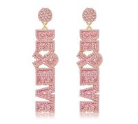 Breast Cancer Awareness Earrings for Women Pink Ribbon Earrings Breast Cancer Survivor Gift Support Christmas Thanksgiving Holiday Jewelry, M, Metal,rhinestone, No Gemstone