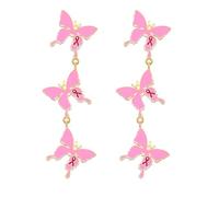 Breast Cancer Awareness Earrings for Women Pink Ribbon Earrings Butterfly Breast Cancer Survivor Support Statement Jewelry Breast Cancer Jewelry (Butterfly)