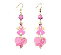 Breast Cancer Awareness Earrings for Women Pink Ribbon Earrings Heart Breast Cancer Survivor Support Statement Jewelry Breast Cancer Jewelry (Heart Ribbon)