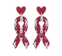 Breast Cancer Awareness Earrings Pink Ribbon Drop Dangle Earrings for Women Hope Ribbon Satin Earrings Breast Cancer Survivor Memorials Support Accessories, Acrylic, no