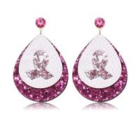 Breast Cancer Awareness Earrings Pink Ribbon Earrings for Women Glitter Sequin Teardrop Earrings Breast Cancer Survivor Support Accessory Jewelry Gifts, Zinc, No Gemstone